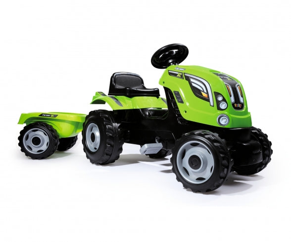 SMOBY Farmer Xl Green Tractor + Trailer